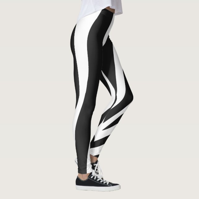 Black and White Zebra Stripes Pattern Leggings (Right)