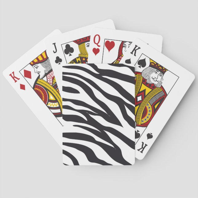 Black and White Zebra Stripes Print Pattern Gifts Playing Cards (Back)