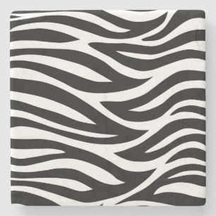 Black and White Zebra Stripes Stone Coaster