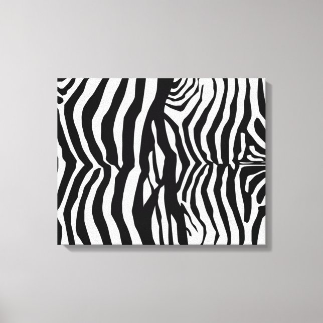 Black And White Zebra Stripes Wall Canvas Print (Front)