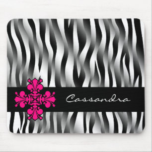 Black and white zebra stripes with hot pink decor mouse mat
