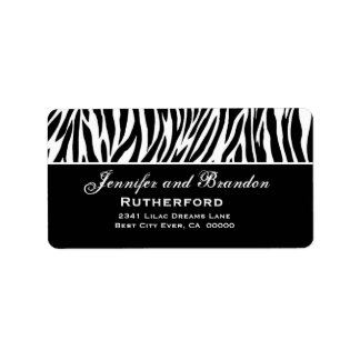 Black and White Zebra Wedding Address Label