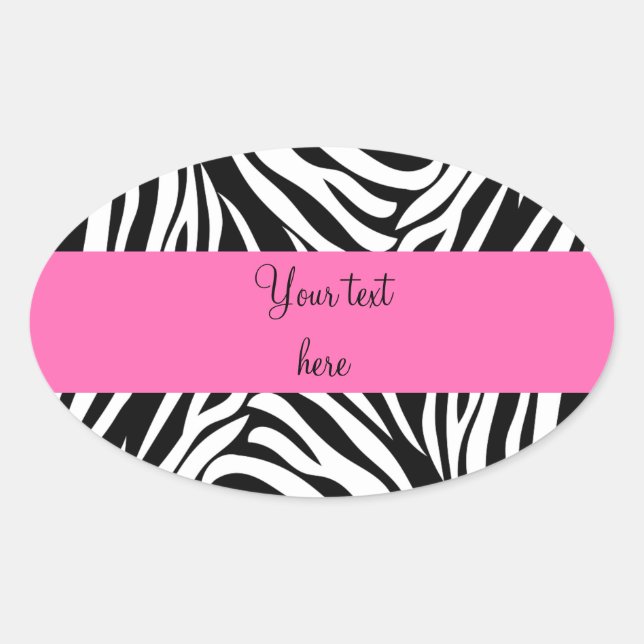 Black and White Zebra with Hot Pink Oval Sticker (Front)