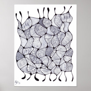 Black and White Zia Tangle Poster