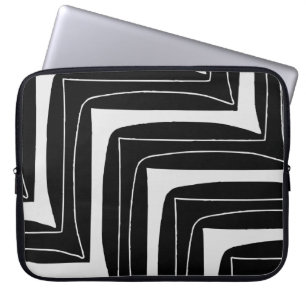 Black and White Zig Zag African Print Laptop Sleeve