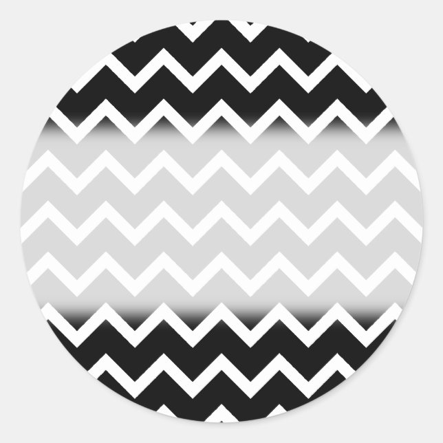 Black and White Zig Zag Pattern. Classic Round Sticker (Front)