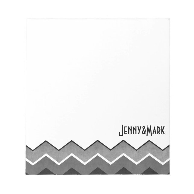 Black and White Zig Zag Pattern Notepad (Front)