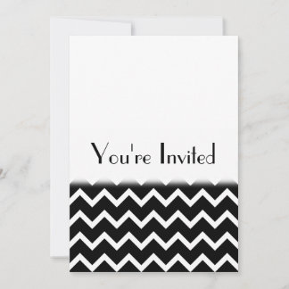 Black and White Zig Zag Pattern. Part Plain. Invitation