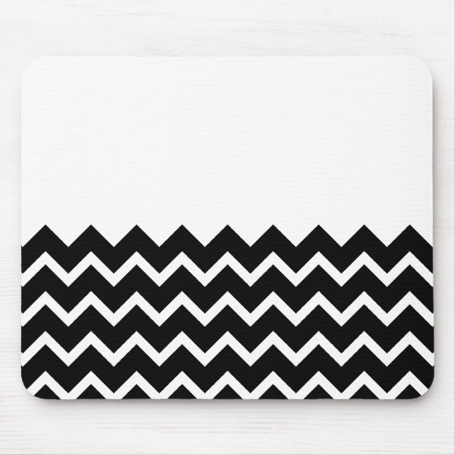 Black and White Zig Zag Pattern. Part Plain. Mouse Mat (Front)