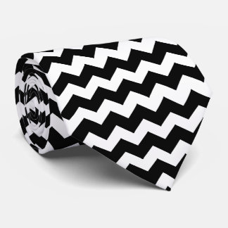 Black And White Zig Zag Stripe Tie