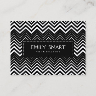 Black And White Zigzag Chevron Business Card