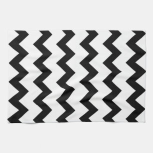 Black and white zigzag chevron design tea towel