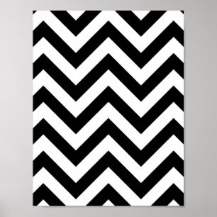 Black and white Zigzag Chevron Pattern Poster