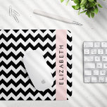 Black and White Zigzag, Chevron Pattern, Your Name Mouse Mat<br><div class="desc">Elegant,  stylish and sophisticated zigzag (chevron) pattern in black and white colour. Modern and trendy gift,  perfect for the zigzag lover in your life. Personalise by adding your name,  nickname,  monogram or initials.</div>