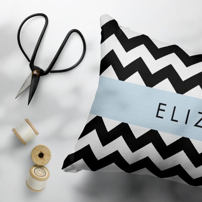Black and White Zigzag, Chevron Pattern, Your Name Pillowcase (Creator Uploaded)