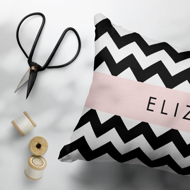 Black and White Zigzag, Chevron Pattern, Your Name Pillowcase (Creator Uploaded)