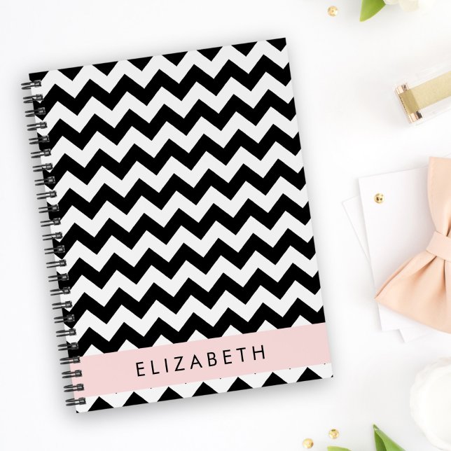 Black and White Zigzag, Chevron Pattern, Your Name Planner (Creator Uploaded)