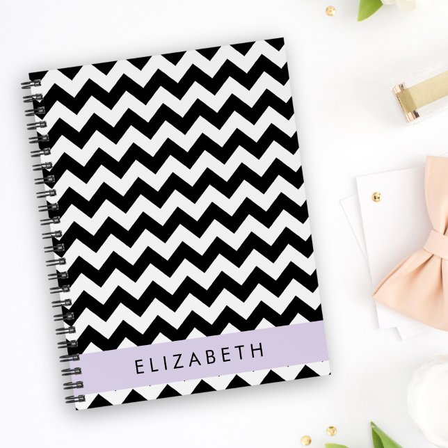 Black and White Zigzag, Chevron Pattern, Your Name Planner (Creator Uploaded)