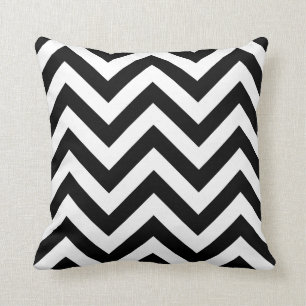 Black and white Zigzag Chevrons Pattern Cushion