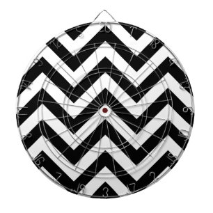 Black and white  Zigzag Chevrons Pattern Dartboard