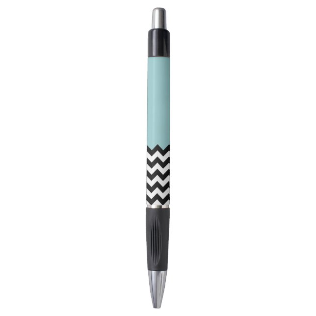 Black and White Zigzag Pattern, Chevron, Blue (Front Vertical)