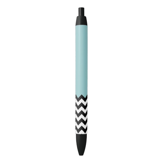 Black and White Zigzag Pattern, Chevron, Blue Ink Pen (Front Vertical)