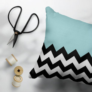 Black and White Zigzag Pattern, Chevron, Blue Pillowcase