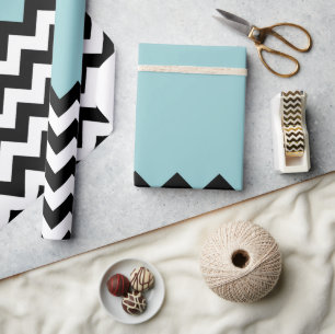Black and White Zigzag Pattern, Chevron, Blue Wrapping Paper