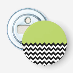 Black and White Zigzag Pattern, Chevron, Green Bottle Opener