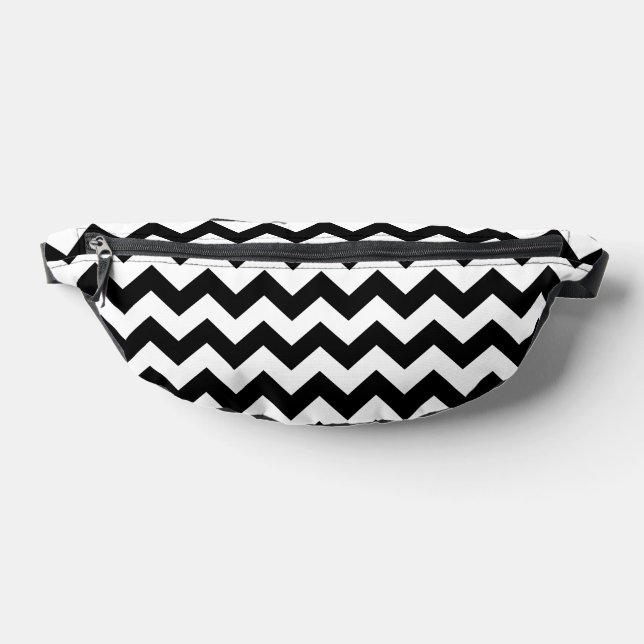 Black and White Zigzag Pattern, Chevron Pattern Bum Bags (Lay Down)