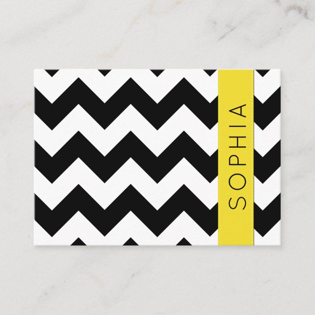 Black and White Zigzag Pattern, Chevron Pattern Business Card (Front)