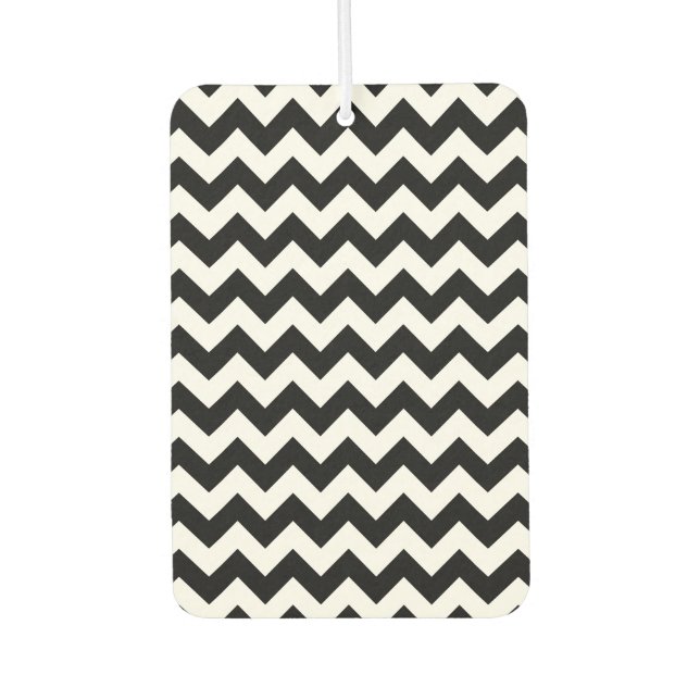 Black and White Zigzag Pattern, Chevron Pattern Car Air Freshener (Front)