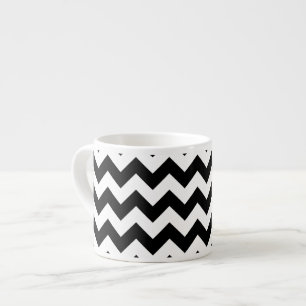 Black and White Zigzag Pattern, Chevron Pattern Espresso Cup