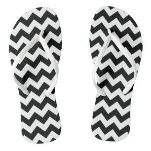 Black and White Zigzag Pattern, Chevron Pattern Flip Flops