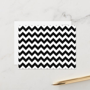 Black and White Zigzag Pattern, Chevron Pattern Postcard