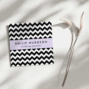 Black and White Zigzag Pattern, Chevron Pattern Square Business Card