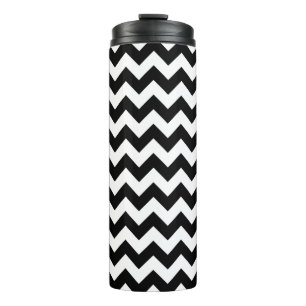 Black and White Zigzag Pattern, Chevron Pattern Thermal Tumbler