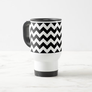 Black and White Zigzag Pattern, Chevron Pattern Travel Mug