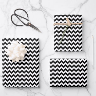 Black and White Zigzag Pattern, Chevron Pattern Wrapping Paper Sheet