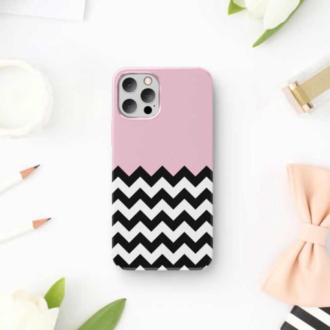 Black and White Zigzag Pattern, Chevron, Pink Case-Mate iPhone Case (Creator Uploaded)