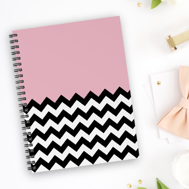 Black and White Zigzag Pattern, Chevron, Pink Notebook (Creator Uploaded)