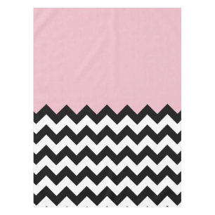 Black and White Zigzag Pattern, Chevron, Pink Tablecloth