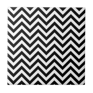 Black and White Zigzag Stripes Chevron Pattern Tile
