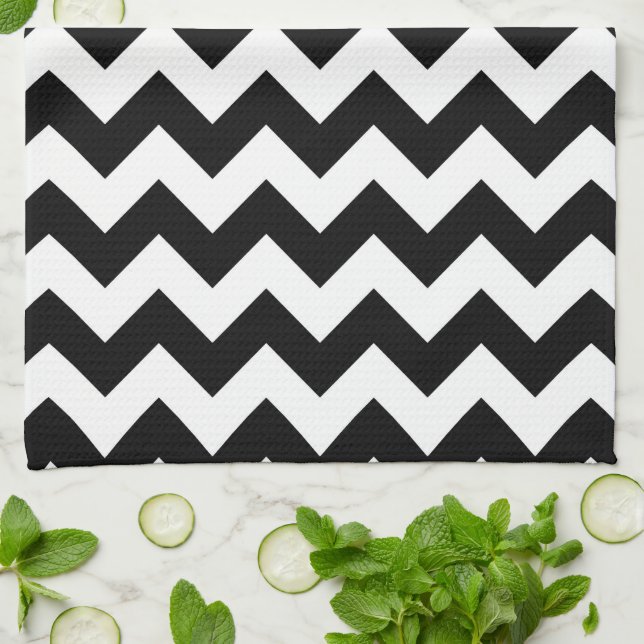 Black and White Zigzag Tea Towel (Folded)