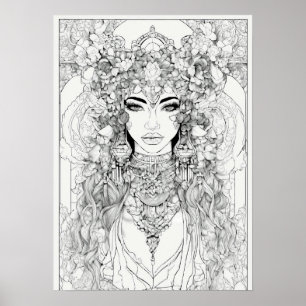 Black and wite outline art for Wall poster