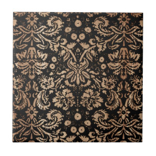 Black and Wood Damask Tile