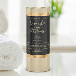 Black and Woven Gold Foil Cosmetics Bottle Label