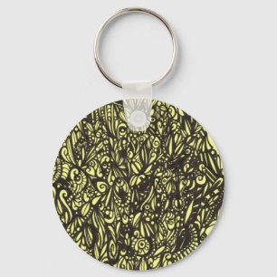 Black and Yellow Abstract Keychain