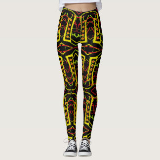 Black and yellow abstract leggings