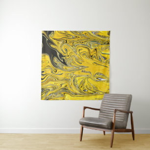 Black And Yellow Abstract Painting   Best fine art Tapestry